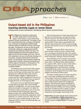 Output-Based Aid in the Philippines: Improving Electricity Supply on Remote Islands GPRBA