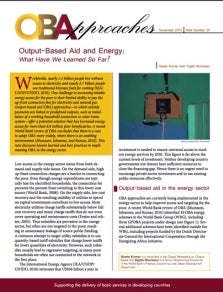Output-Based Aid and Energy: What Have We Learned So Far? GPRBA