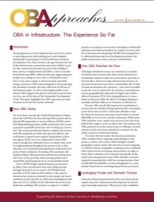OBA in Infrastructure: The Experience So Far GPRBA
